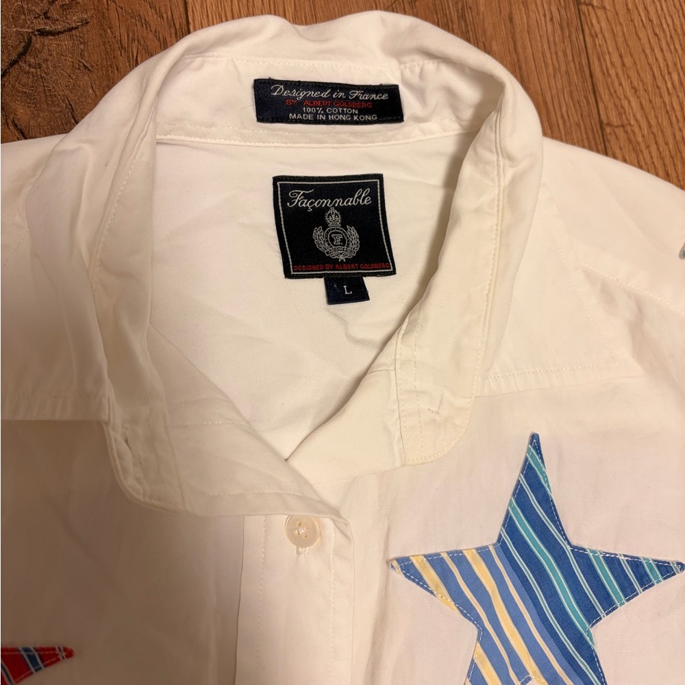 Faconnable White Shirt with Blue Star Accent